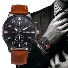 Load image into Gallery viewer, Black Face Watch With Brown Bracelet
